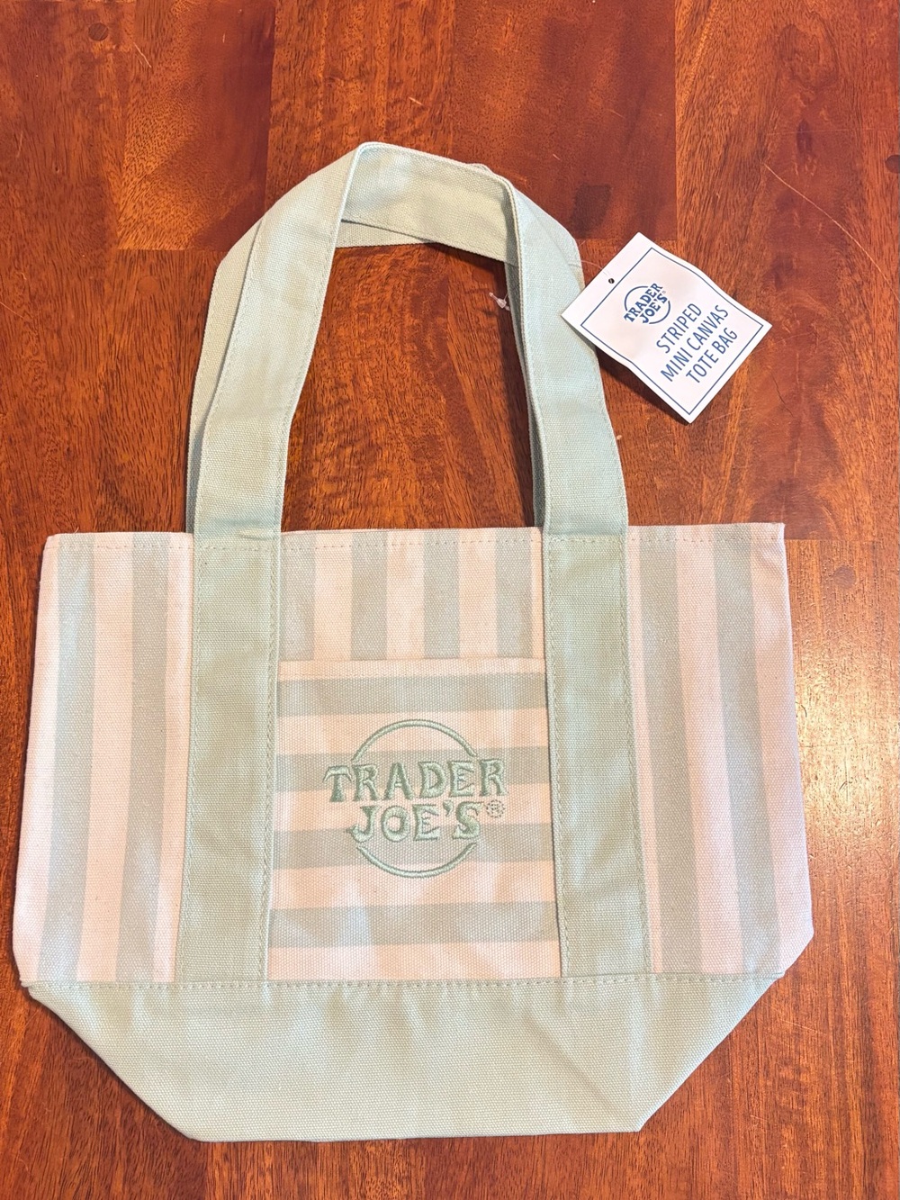Mint Stripe Canvas Tote Bag green NWT